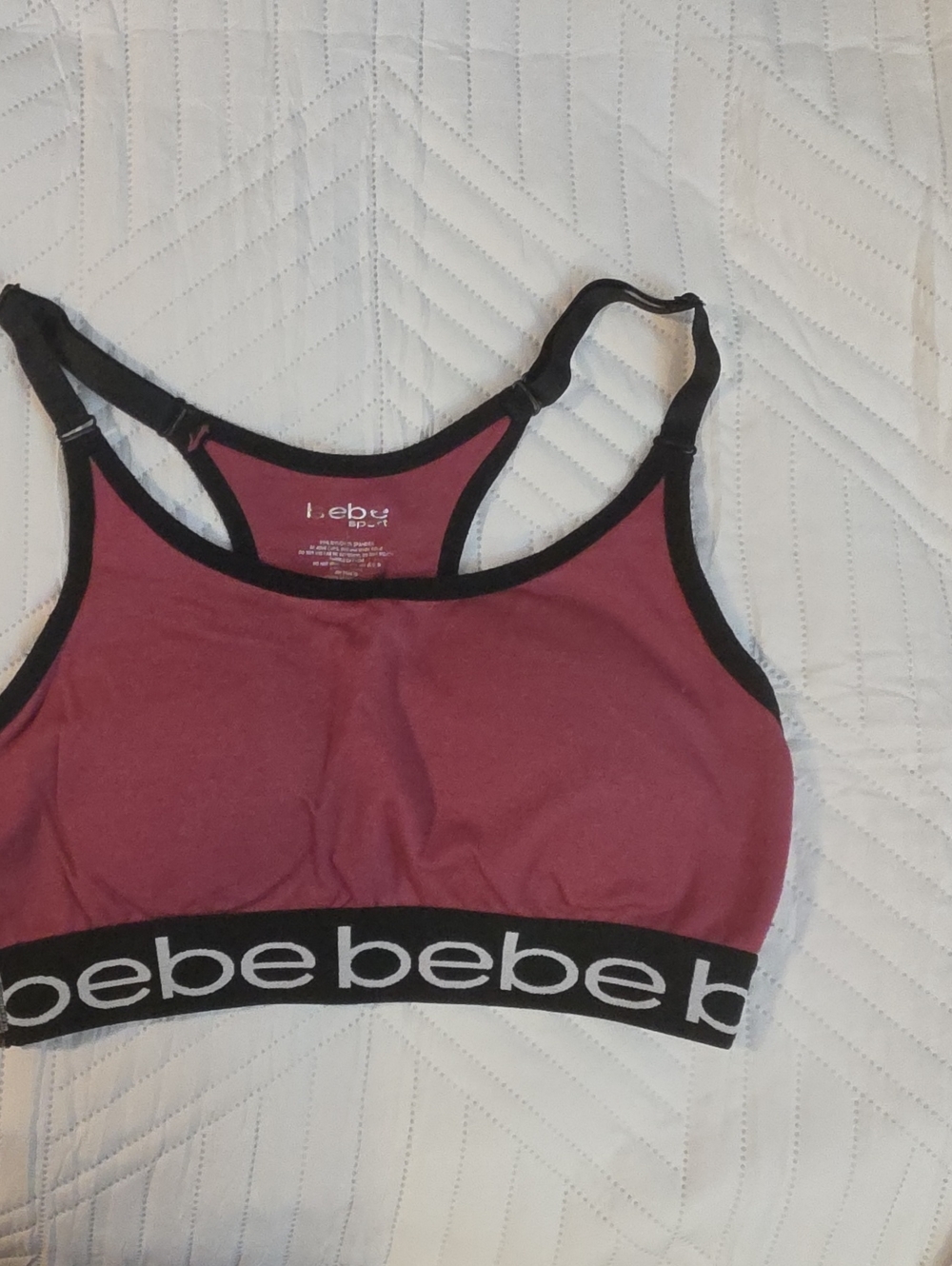 bebe Rose Sports Bralette with Black Trim